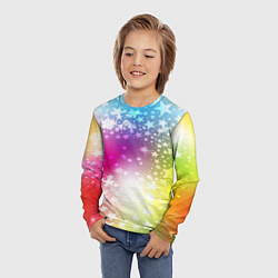 Лонгслив детский Звезды на радужном фоне, цвет: 3D-принт — фото 2