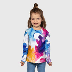 Лонгслив детский Необычные акварельные узоры, цвет: 3D-принт — фото 2