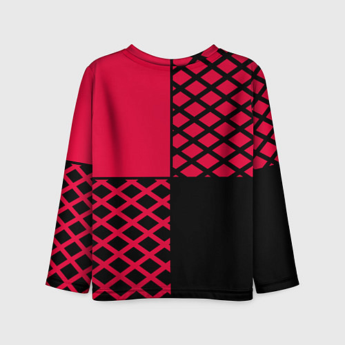 Детский лонгслив Черно-красный геометрический узор / 3D-принт – фото 2