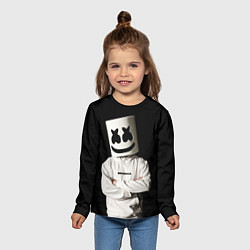 Лонгслив детский Marshmello на чёрном фоне, цвет: 3D-принт — фото 2