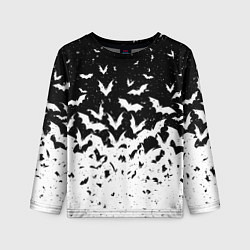 Лонгслив детский Black and white bat pattern, цвет: 3D-принт