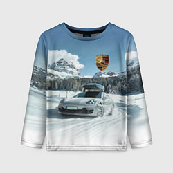 Лонгслив детский Porsche on a mountain winter road, цвет: 3D-принт