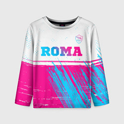 Лонгслив детский Roma neon gradient style: символ сверху, цвет: 3D-принт