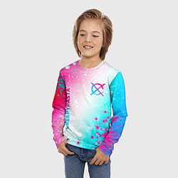 Лонгслив детский CreepyPasta neon gradient style: надпись, символ, цвет: 3D-принт — фото 2