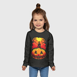 Лонгслив детский Тыква на Хэллоуин, цвет: 3D-принт — фото 2