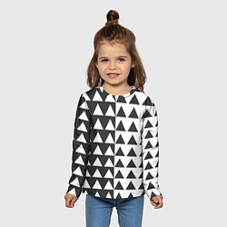 Лонгслив детский Черно-белые треугольники паттерн, цвет: 3D-принт — фото 2