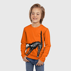 Лонгслив детский Котик скелетик - Хеллоуин, цвет: 3D-принт — фото 2