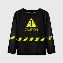 Лонгслив детский CAUTION - Осторожно опасность, цвет: 3D-принт