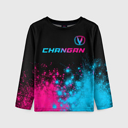 Лонгслив детский Changan - neon gradient: символ сверху, цвет: 3D-принт