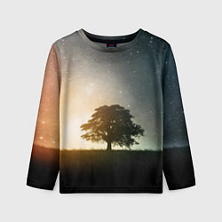 Детский лонгслив Раскидистое дерево на фоне звёздного неба