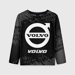 Лонгслив детский Volvo speed на темном фоне со следами шин, цвет: 3D-принт