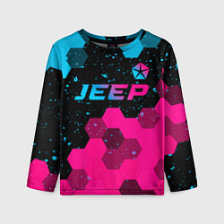 Лонгслив детский Jeep - neon gradient: символ сверху, цвет: 3D-принт