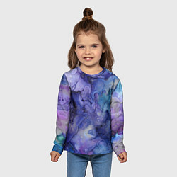 Лонгслив детский Акварельная абстракция в синих тонах, цвет: 3D-принт — фото 2