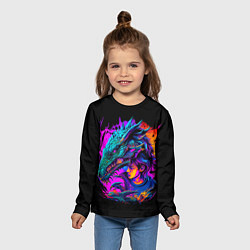 Лонгслив детский Дракон и девушка - поп арт, цвет: 3D-принт — фото 2