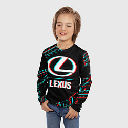 Лонгслив детский Значок Lexus в стиле glitch на темном фоне, цвет: 3D-принт — фото 2