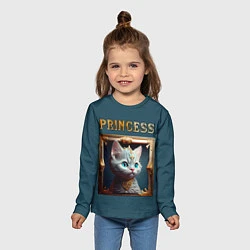 Лонгслив детский Кошечка принцесса - картина в рамке, цвет: 3D-принт — фото 2