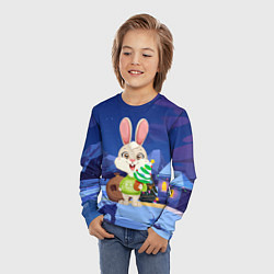 Лонгслив детский Зайчик с елочкой и подарками, цвет: 3D-принт — фото 2