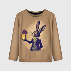 Лонгслив детский Кролик в костюме с подарком, цвет: 3D-принт