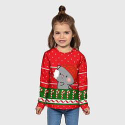 Лонгслив детский Серый котик - игра в снежки, цвет: 3D-принт — фото 2