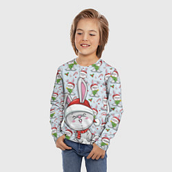 Лонгслив детский Милый новогодний зайка, цвет: 3D-принт — фото 2