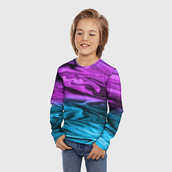 Лонгслив детский Синий с фиолетовым размытый абстрактный узор, цвет: 3D-принт — фото 2