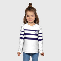 Лонгслив детский FIRM белая с синими полосами, цвет: 3D-принт — фото 2