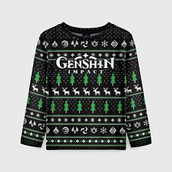 Детский лонгслив Новогодний свитер - Genshin impact