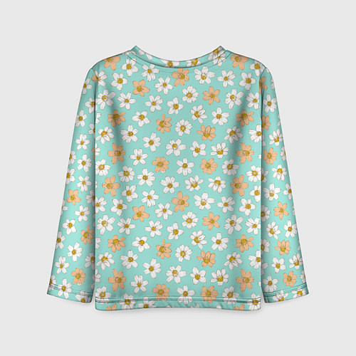 Детский лонгслив Цветок скетч белый и красный / 3D-принт – фото 2