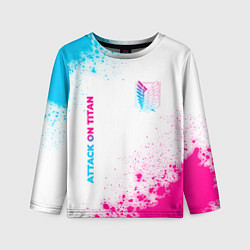 Детский лонгслив Attack on Titan neon gradient style: надпись, симв