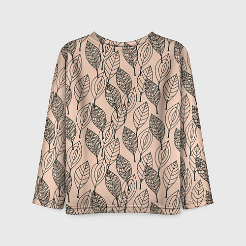 Детский лонгслив Листья штрихованные / 3D-принт – фото 2