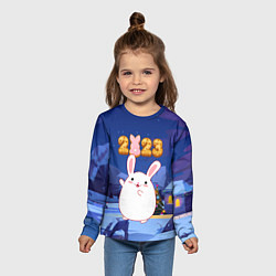 Лонгслив детский Круглый кролик 2023, цвет: 3D-принт — фото 2