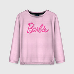 Лонгслив детский Барби - логотип на клетчатом фоне, цвет: 3D-принт