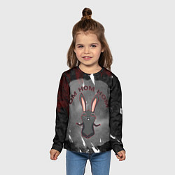 Лонгслив детский Черный кролик ом ном ном, цвет: 3D-принт — фото 2