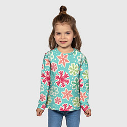 Лонгслив детский Весёлые снежинки, цвет: 3D-принт — фото 2