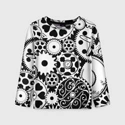 Лонгслив детский Шестеренки в черно-белом стиле, цвет: 3D-принт