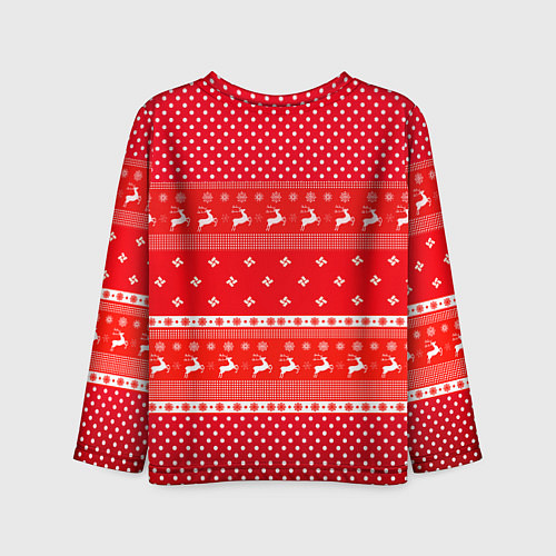 Детский лонгслив Праздничный красный свитер / 3D-принт – фото 2