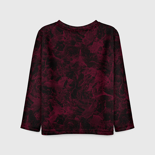 Детский лонгслив Черный и бордовый мраморный узор / 3D-принт – фото 2