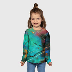 Лонгслив детский Светло-зелёный туман, краски и тени, цвет: 3D-принт — фото 2
