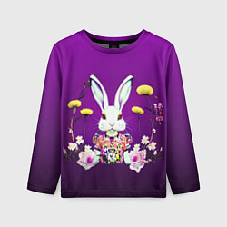Лонгслив детский Кролик с одуванчиками, цвет: 3D-принт