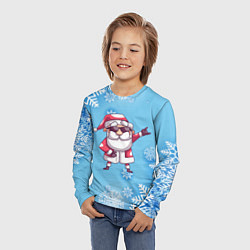 Лонгслив детский Крутой Дед Мороз - снежинки, цвет: 3D-принт — фото 2