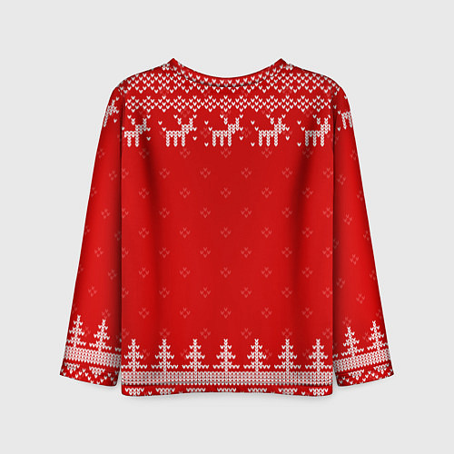 Детский лонгслив Новогодний Владимир: свитер с оленями / 3D-принт – фото 2
