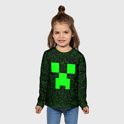Лонгслив детский Minecraft green squares, цвет: 3D-принт — фото 2