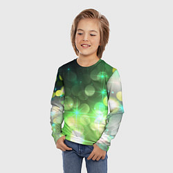 Лонгслив детский Неоновый зеленый блеск и черный фон, цвет: 3D-принт — фото 2