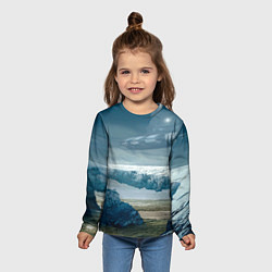 Лонгслив детский Скалы, камни и космический корабль, цвет: 3D-принт — фото 2