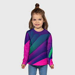 Лонгслив детский Абстрактные листы разных тёмных цветов - розовый,, цвет: 3D-принт — фото 2