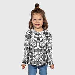 Лонгслив детский Бело-серый этнический узор, цвет: 3D-принт — фото 2