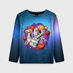 Лонгслив детский Космонавт и планеты, цвет: 3D-принт