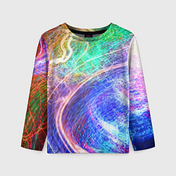 Лонгслив детский Абстрактные разноцветные молнии, цвет: 3D-принт
