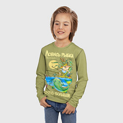 Лонгслив детский Ловись рыбка большая, цвет: 3D-принт — фото 2
