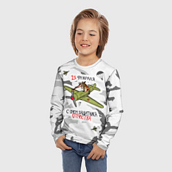 Лонгслив детский Лис летчик 23 февраля, цвет: 3D-принт — фото 2